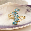 Multiple Blue Topaz Pear Cut yellow Gold Ring