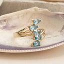 Multiple Blue Topaz Pear Cut yellow Gold Ring