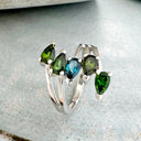 Green Tourmaline and London Blue Topaz Ring
