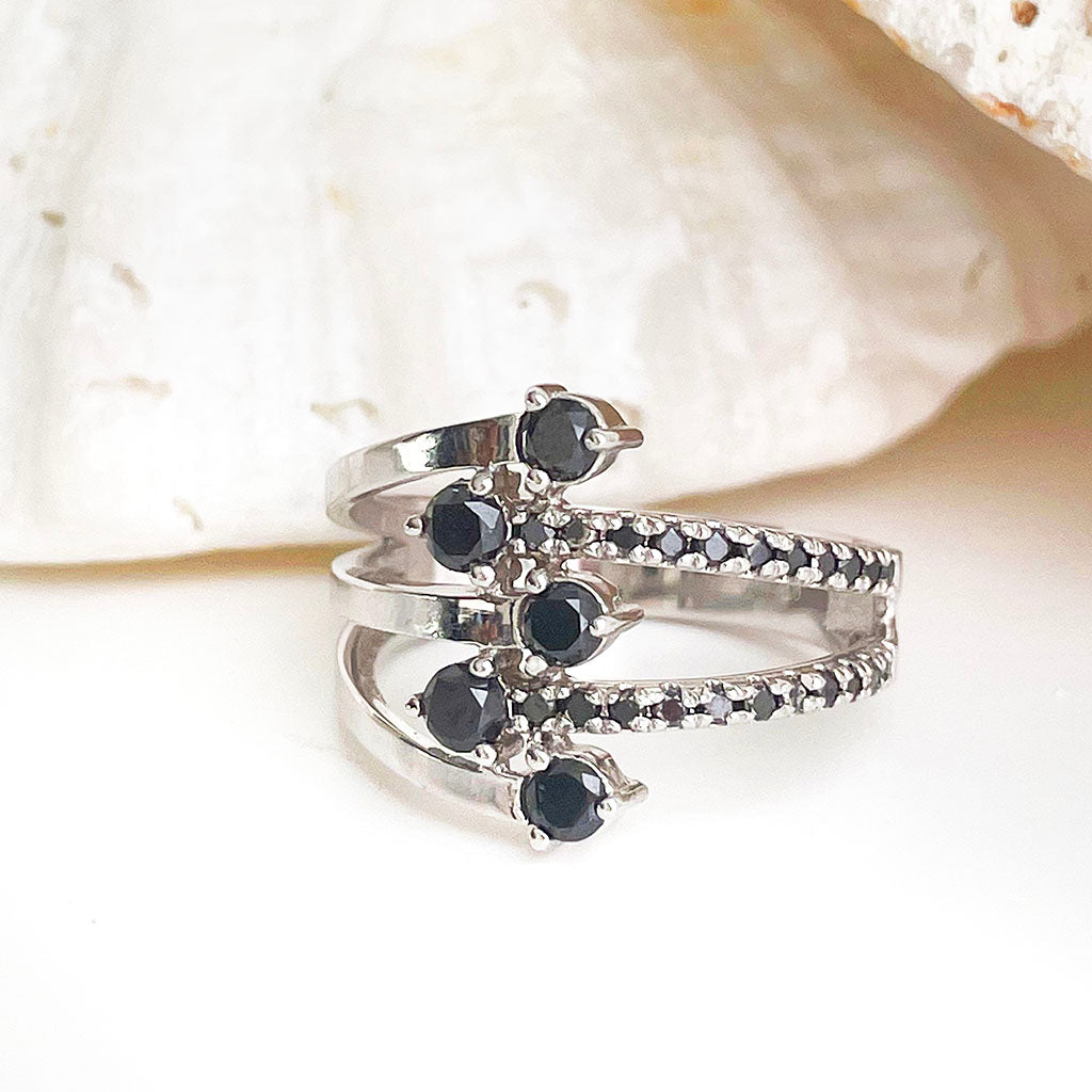 Black Diamond white gold ring