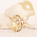 Multiband All White Diamond Yellow Gold Ring