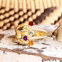 Multiband Mixed Rainbow Gemstones Yellow Gold Ring