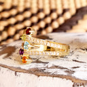 Multiband Mixed Rainbow Gemstones Yellow Gold Ring