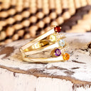 Multiband Mixed Rainbow Gemstones Yellow Gold Ring