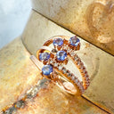 Multiband Tanzanite and Diamond Rose Gold Ring