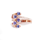 Multiband Tanzanite and Diamond Rose Gold Ring