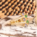 Multiband Tanzanite and Tsavorite Yellow Gold Ring