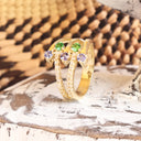 Multiband Tanzanite and Tsavorite Yellow Gold Ring