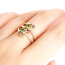 Multiband Tanzanite and Tsavorite Yellow Gold Ring