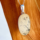 Natural Freeform Oval Leaf Jasper Silver Pendant - 55mm x 23mm