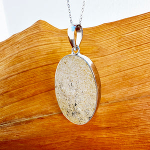 Natural Freeform Oval Leaf Jasper Silver Pendant - 55mm x 29mm