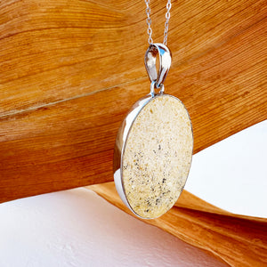 Natural Freeform Oval Leaf Jasper Silver Pendant - 55mm x 29mm