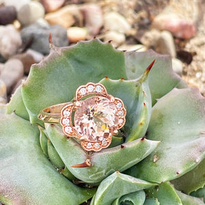 Nature Lovers Rose Gold Peach Morganite and Diamond Ring