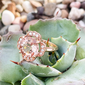 Nature Lovers Rose Gold Peach Morganite and Diamond Ring