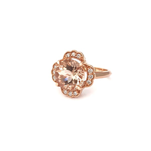 Nature Lovers Rose Gold Peach Morganite and Diamond Ring