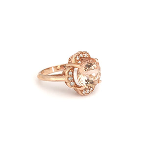 Nature Lovers Rose Gold Peach Morganite and Diamond Ring