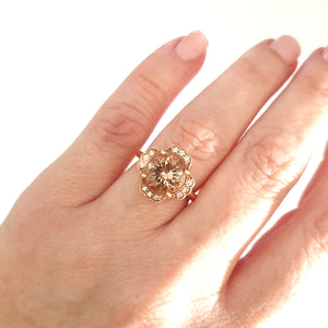 Nature Lovers Rose Gold Peach Morganite and Diamond Ring