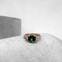 Old School Glamour Round Cut Tourmaline and Diamond Rose Gold Ring