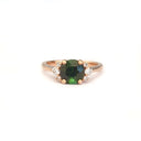 Old School Glamour Round Cut Tourmaline and Diamond Rose Gold Ring