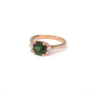 Old School Glamour Round Cut Tourmaline and Diamond Rose Gold Ring