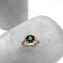Old School Glamour Round Cut Tourmaline and Diamond Rose Gold Ring