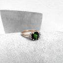 Old School Glamour Round Cut Tourmaline and Diamond Rose Gold Ring