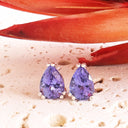 Opulent Double Claw Pear Cut Tanzanite White Gold Earrings