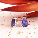 Opulent Double Claw Pear Cut Tanzanite White Gold Earrings
