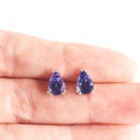 Opulent Double Claw Pear Cut Tanzanite White Gold Earrings