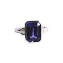 Opulent Emerald Cut Tanzanite With Emerald Cut Shoulder Diamonds White Gold Ring