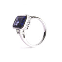 Opulent Emerald Cut Tanzanite With Emerald Cut Shoulder Diamonds White Gold Ring