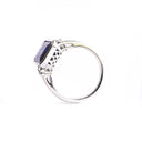 Opulent Emerald Cut Tanzanite With Emerald Cut Shoulder Diamonds White Gold Ring