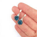 Opulent London Blue Topaz and Trilogy Diamond Drop Earrings