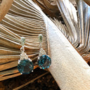 Opulent London Blue Topaz and Trilogy Diamond Drop Earrings