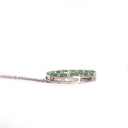 Oval Cut Emerald Halo Silver Pendant