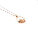 Oval Cut Out Protea Pendant with Diamonds in Rose Gold