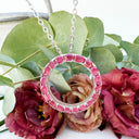 Oval Cut Ruby Halo Silver Pendant