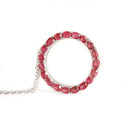 Oval Cut Ruby Halo Silver Pendant