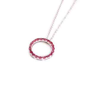 Oval Cut Ruby Halo Silver Pendant