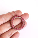 Oval Cut Ruby Halo Silver Pendant