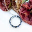 Oval Cut Sapphire Halo Silver Pendant