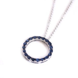 Oval Cut Sapphire Halo Silver Pendant