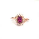 Oval Grape Garnet and Diamond Halo ring