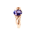 Oval Tanzanite Ring With Diamond Half Infinity Twist Shoulders in Rose Gold