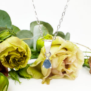 Pear Cut Sapphire Silver Pendant