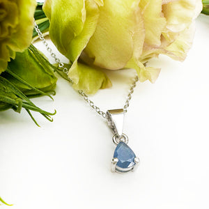 Pear Cut Sapphire Silver Pendant