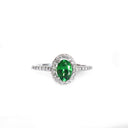 Pedestal Set Tsavorite and Diamond Halo Ring
