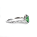 Pedestal Set Tsavorite and Diamond Halo Ring