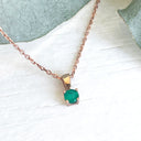 Petite 4 Claw Rose Gold Emerald Pendant