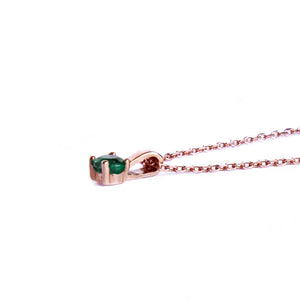 Petite 4 Claw Rose Gold Emerald Pendant
